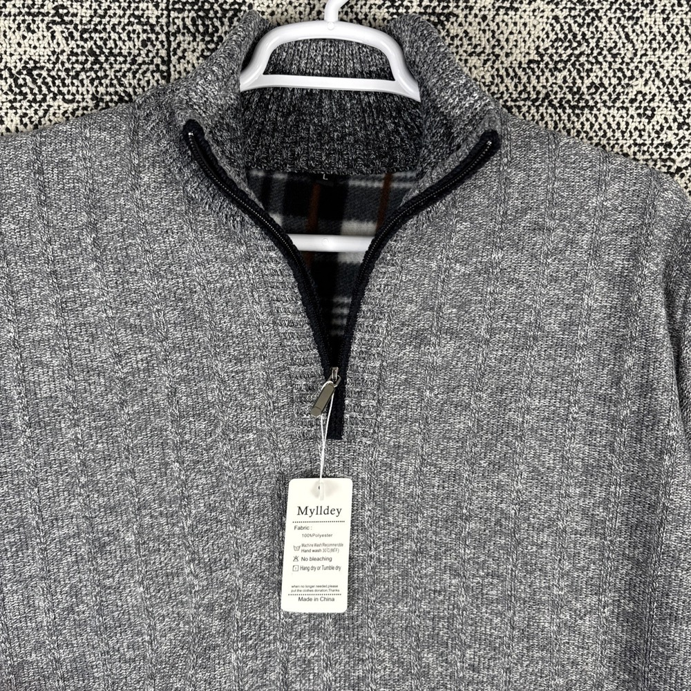 Mylldey Long Sleeve 1/4 Zip Sweater Mens Large Academia‎ Preppy School NEW